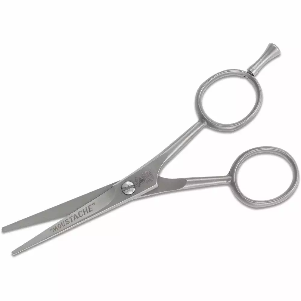 Dovo Stainless Steel Mustache Scissor Set With Brown Leather Pouch 1 Dovo Stainless Steel Mustache Scissor Set With Brown Leather Pouch