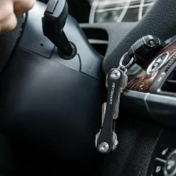 KeySmart Leather Compact Key Holder -Everyday-carry Sales KS019BLKLEA KeySmart Black Leather in Car Ignition
