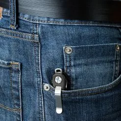 KeySmart Rugged Compact Key Holder -Everyday-carry Sales KS607BLK KeySmart Rugged Black Pocket Clip in Use x1000