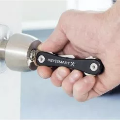 KeySmart Rugged Compact Key Holder -Everyday-carry Sales KS607BLK KeySmart Rugged Black in Use in Door x1000