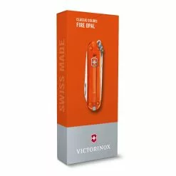 Victorinox Classic SD Swiss Army Knife, 2021 Translucent Colors -Everyday-carry Sales SA06223T82 Victorinox Classic SD Fire Opal Packaged