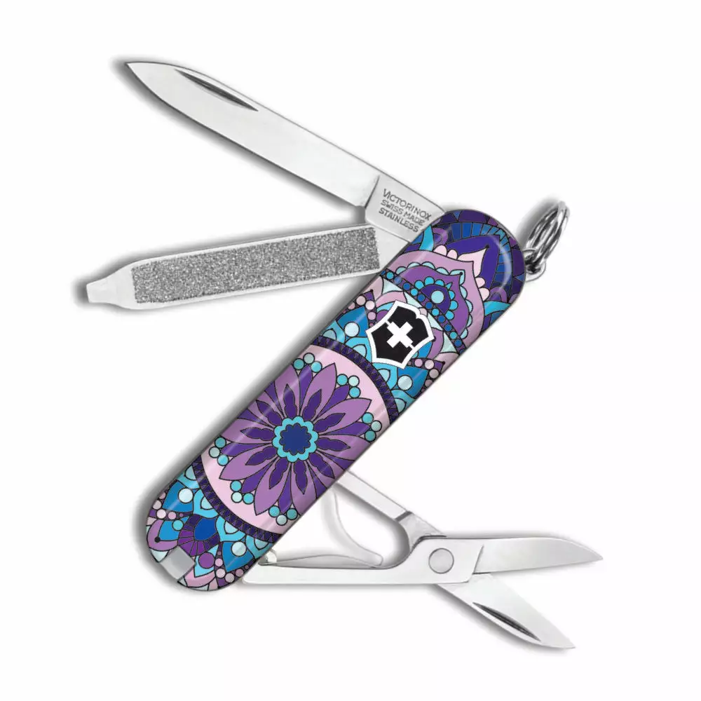 Victorinox Purple Mandala Classic SD Designer Swiss Army Knife 1 Victorinox Purple Mandala Classic SD Designer Swiss Army Knife