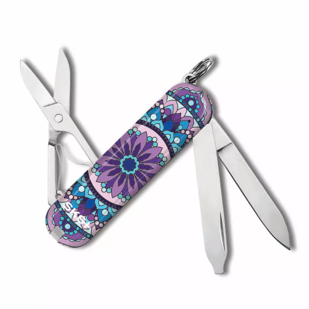 Victorinox Purple Mandala Classic SD Designer Swiss Army Knife 2 Victorinox Purple Mandala Classic SD Designer Swiss Army Knife - Image 2