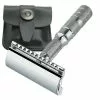 Merkur Travel Size Double Edge Safety Razor, Straight Cut, Chrome Handle