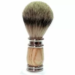 Golddachs Finest Badger Shaving Brush - Rubber Wood And Silver Handle